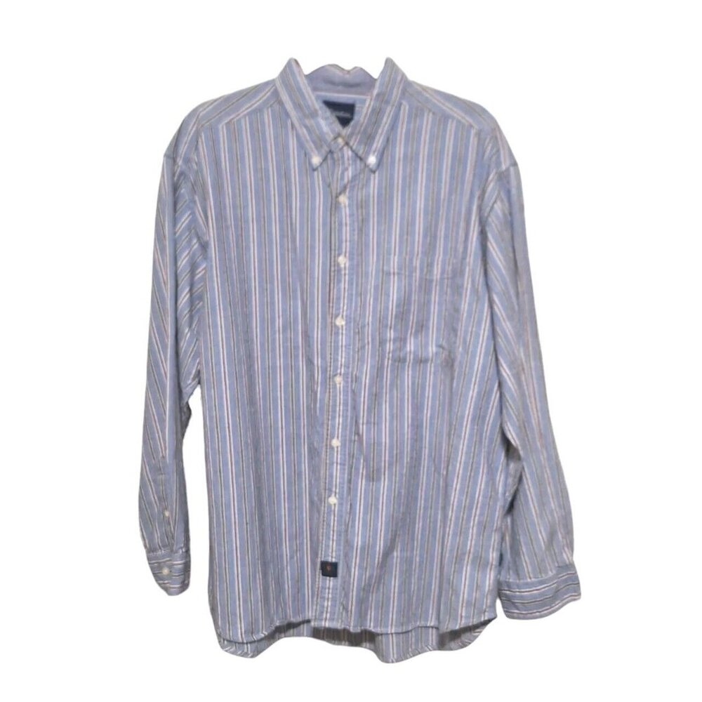 Catalina Shirt Mens L Button Down Collar Blue Stripe Cotton